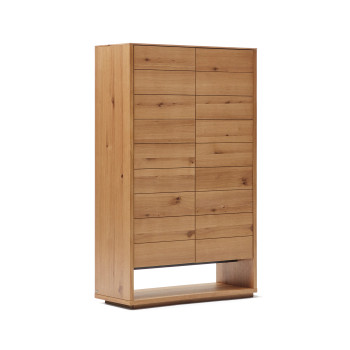 Buffet haut 2 portes Alguema en placage de chêne finition naturelle, 100 x 163,5 cm