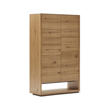 Buffet haut Alguema à 2 portes en placage chêne finition naturelle, 100 x 163,5 cm