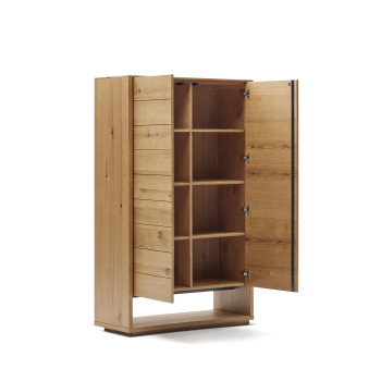 Buffet haut Alguema à 2 portes en placage chêne finition naturelle, 100 x 163,5 cm