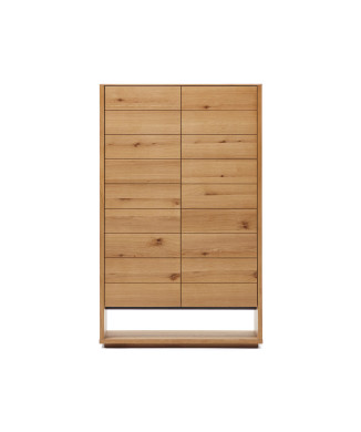 Buffet haut 2 portes Alguema en placage de chêne finition naturelle, 100 x 163,5 cm