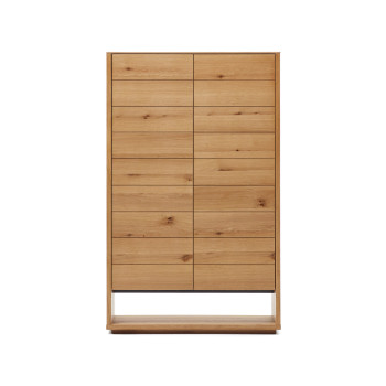 Buffet haut 2 portes Alguema en placage de chêne finition naturelle, 100 x 163,5 cm