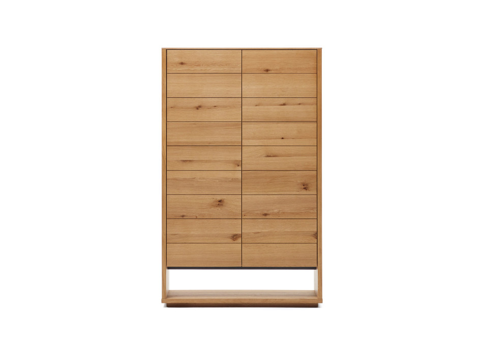 Buffet haut 2 portes Alguema en placage de chêne finition naturelle, 100 x 163,5 cm