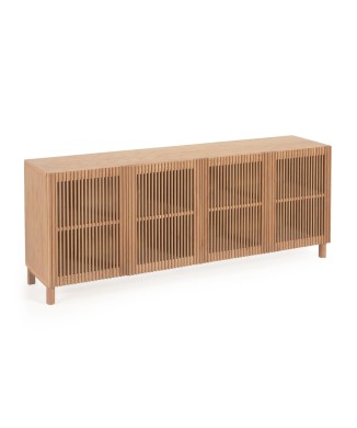 Buffet Beyla 4 portes en bois massif et placage chêne 180 x 71,5 cm FSC 100%