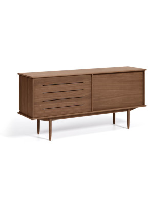 Buffet Carolin avec 2 portes et 1 tiroir, placage noyer, 180 x 83,8 cm