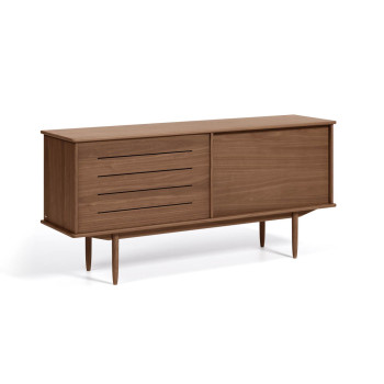 Buffet Carolin avec 2 portes et 1 tiroir, placage noyer, 180 x 83,8 cm