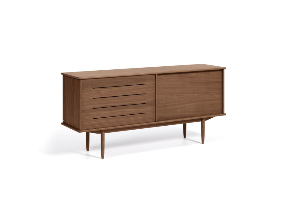 Buffet Carolin avec 2 portes et 1 tiroir, placage noyer, 180 x 83,8 cm