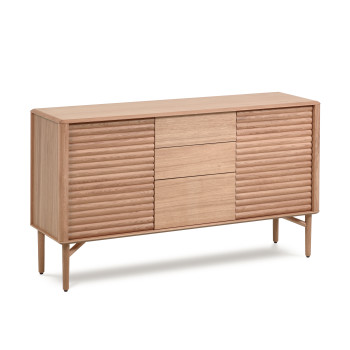 Buffet Lenon 2 portes 3 tiroirs en bois et placage chêne, 155x86cm, FSC MIX Crédit