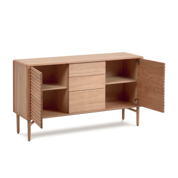 Buffet Lenon 2 portes 3 tiroirs en bois et placage chêne, 155x86cm, FSC MIX Crédit