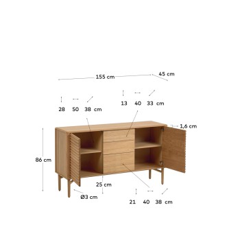 Buffet Lenon 2 portes 3 tiroirs en bois et placage MIX Crédit