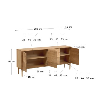 Buffet Lenon 3 portes, 3 tiroirs en bois et placage MIX Crédit