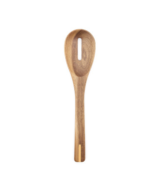 Cuillère perforée Zairin en bois d'acacia 100% FSC et métal