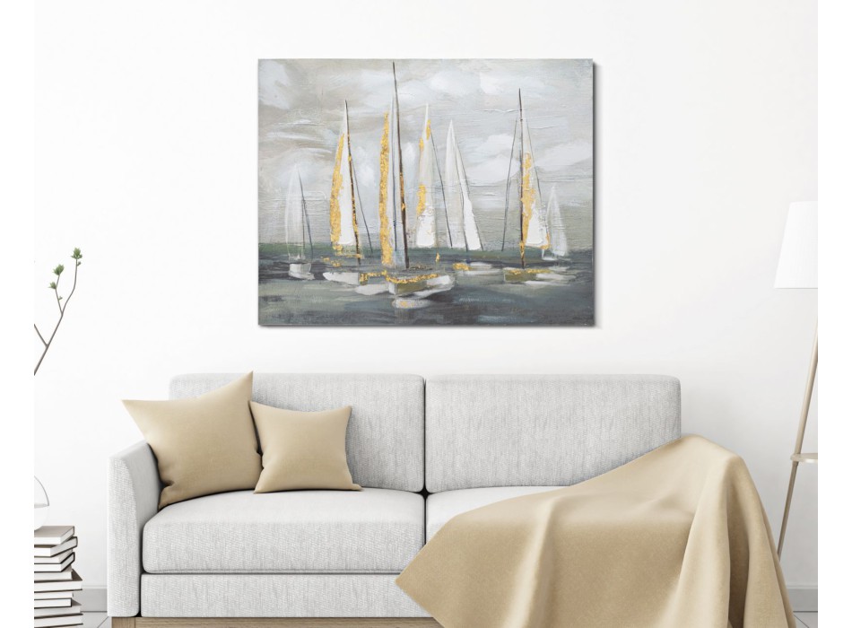 TABLEAU SUR TOILE BATEAU OR