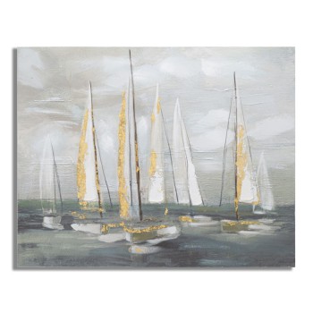 TABLEAU SUR TOILE BATEAU OR