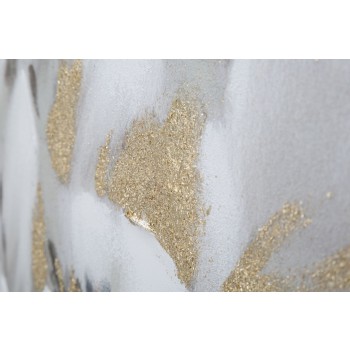 PEINTURE SUR TOILE FLEUR BLANC/OR