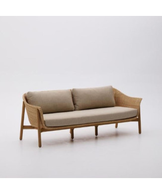 Canapé 2 places Galea en teck massif et rotin synthétique 170,5 cm FSC 100% FSC