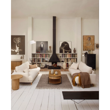 Canapé 3 places Karin en blanc avec pieds en bois massif