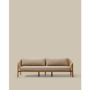 Canapé 3 places Galea en teck massif et rotin synthétique 223 cm FSC 100%