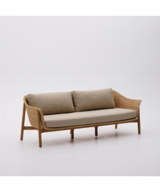 Canapé 3 places Galea en teck massif et rotin synthétique 223 cm FSC 100%