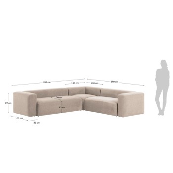Canapé d'angle Blok 5 places beige 320 x 290 cm /