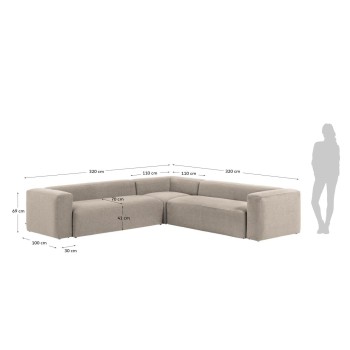 Canapé d'angle Blok 6 places beige 320 x 320 cm