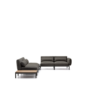 Canapé d'angle d'extérieur modulable Sorells 4 places avec rembourrage