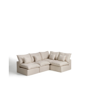 Canapé d'angle modulaire 4 places Anarela avec housse amovible en lin et viscose