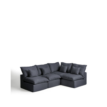 Canapé d'angle modulaire 4 places Anarela avec housse amovible en lin et viscose