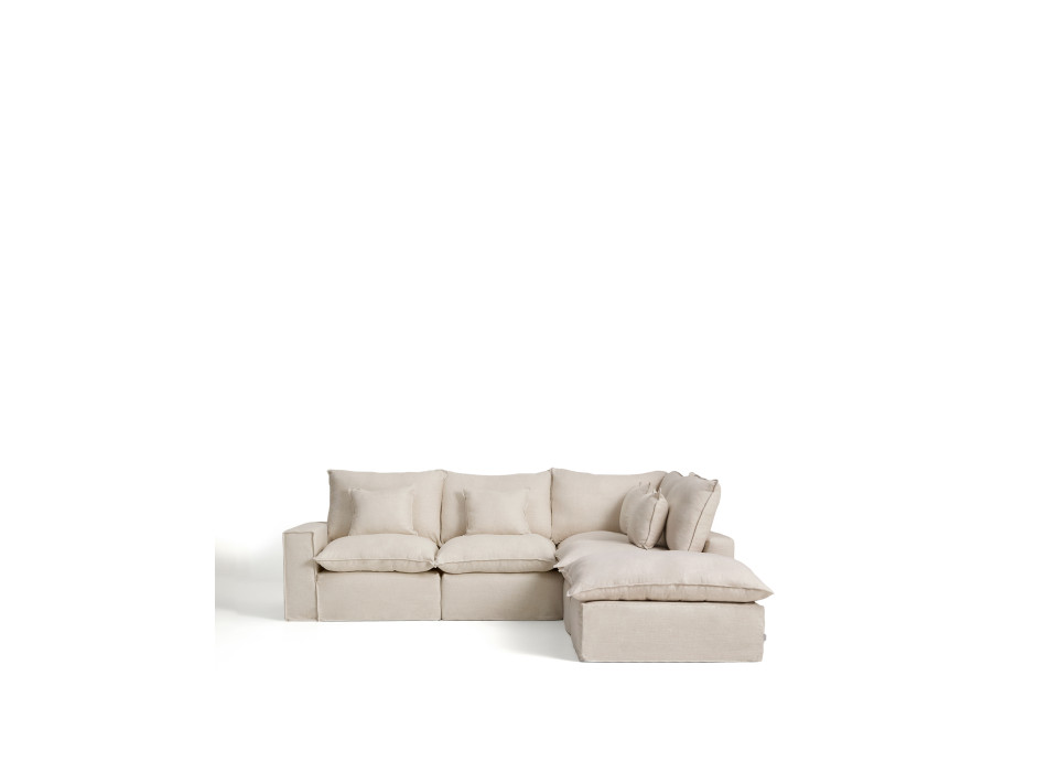 Canapé d'angle modulaire 4 places Anarela avec housse amovible en lin et viscose