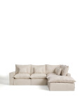 Canapé d'angle modulaire 4 places Anarela avec housse amovible en lin et viscose