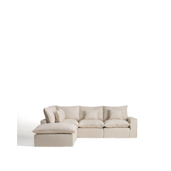 Canapé d'angle modulaire 4 places Anarela avec housse amovible en lin et viscose