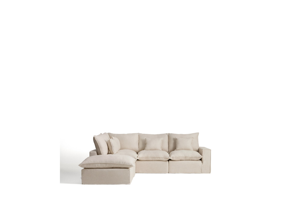 Canapé d'angle modulaire 4 places Anarela avec housse amovible en lin et viscose
