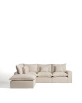 Canapé d'angle modulaire 4 places Anarela avec housse amovible en lin et viscose