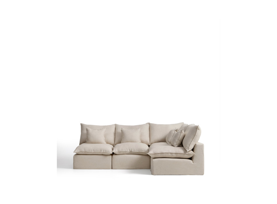 Canapé d'angle modulaire 4 places Anarela avec housse amovible en lin et viscose