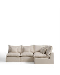 Canapé d'angle modulaire 4 places Anarela avec housse amovible en lin et viscose