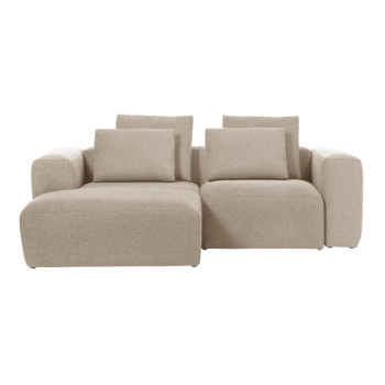 Canapé Blok 2 places en chenille beige avec méridienne gauche 240 cm FSC Mix Credit