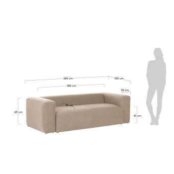 Canapé Blok 3 places beige 240 cm