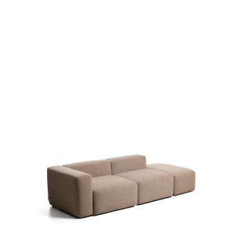 Canapé 3 places Blok avec accoudoir gauche et pouf d'extrémité en chenille