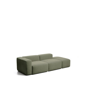 Canapé 3 places Blok avec accoudoir gauche et pouf d'extrémité en chenille