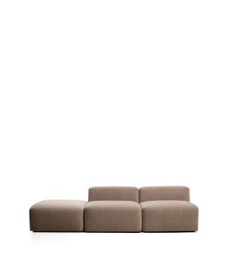 Canapé 3 places Blok avec pouf d'extrémité en chenille
