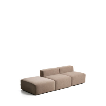 Canapé 3 places Blok avec pouf d'extrémité en chenille