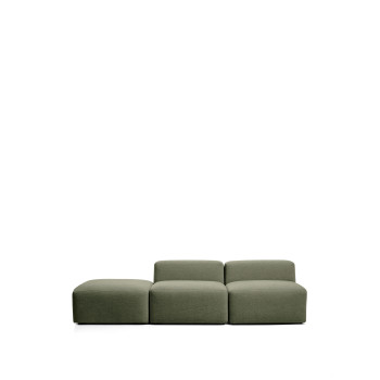 Canapé 3 places Blok avec pouf d'extrémité en chenille