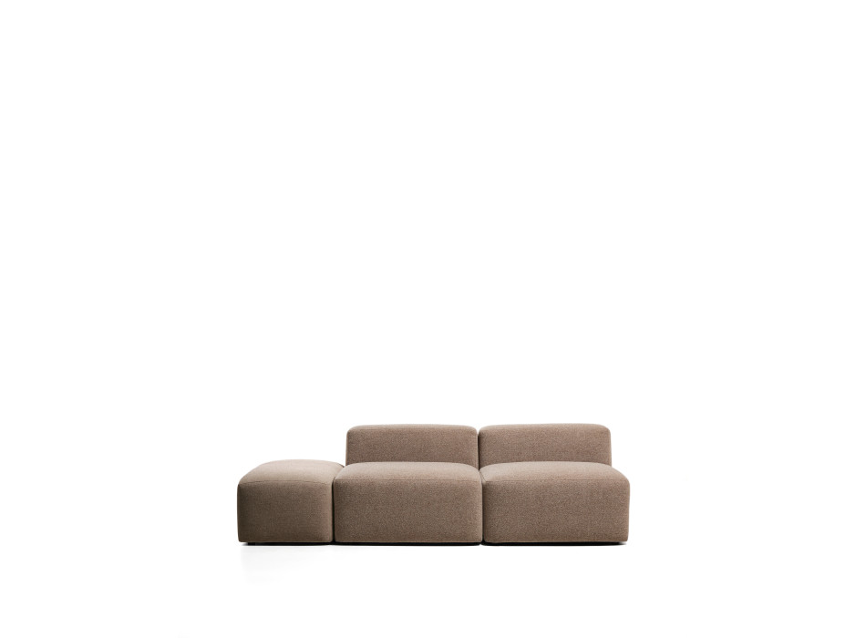 Canapé 3 places Blok avec pouf d'extrémité en chenille