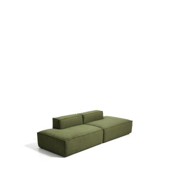 Canapé 3 places Blok en velours côtelé épais vert, 290 cm, certifié FSC Mix.