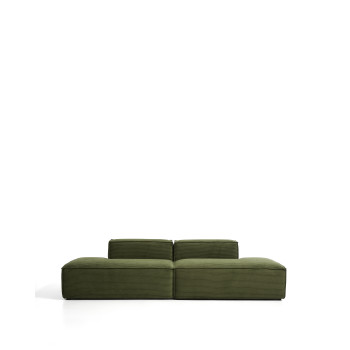 Canapé 3 places Blok en velours côtelé épais vert, 290 cm, certifié FSC Mix.