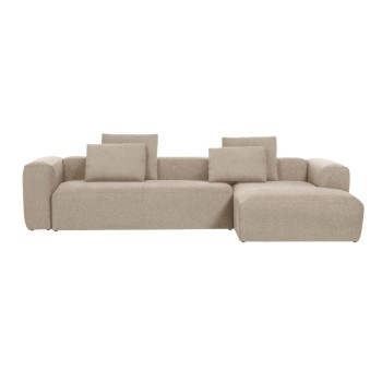 Canapé Blok 4 places méridienne droite beige 330 cm