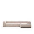 Canapé Blok 4 places méridienne droite beige 330 cm