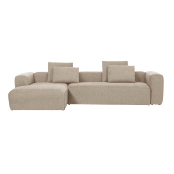 Canapé Blok 4 places méridienne gauche beige 330 cm