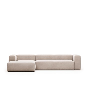Canapé Blok 4 places méridienne gauche beige 330 cm