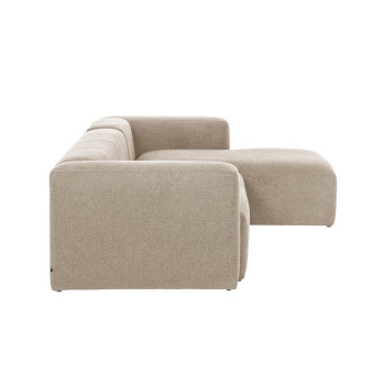 Canapé Blok 4 places en chenille beige avec méridienne droite 330 cm FSC Mix Credit