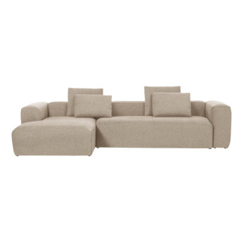 Canapé Blok 4 places en chenille beige avec méridienne gauche 330 cm FSC Mix Credit